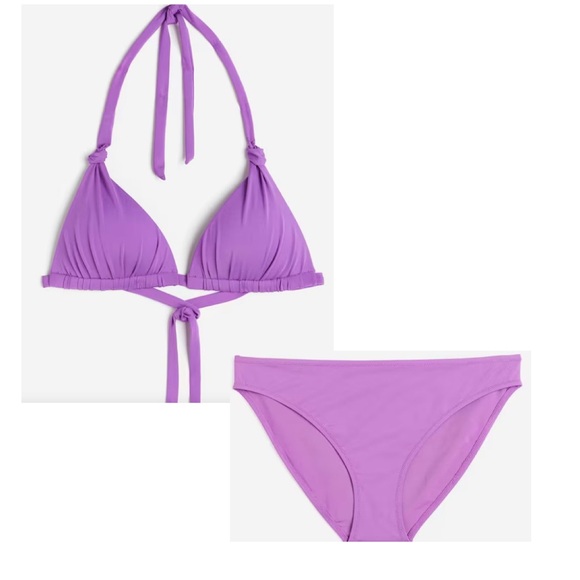 H&M PUSH-UP TRIANGLE BIKINI 2 PIECE SWIMSUIT 10-12 NEW - Picture 1 of 9